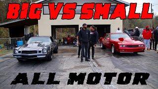 SMALL BLOCK VS BIG BLOCK MOTOR GRUDGE! 2 OF THE FASTEST ALL MOTOR CARS AT SHUT UP AND RACE!