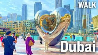 DUBAI Walking Tour 4K | Dubai Marina, Burj Khalifa, Dubai Mall, Dubai Creek, Gold Souks [60fps]