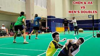 Chen Qingchen & Jia Yifan play against men's doubles