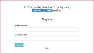 PHP Login Registration Script by using password_hash() method - Part 2