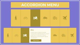 Horizontal Accordion Menu  -- Accordion Menu HTML CSS and Javascript