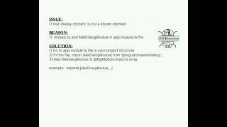 'mat-dialog-content' is not a known element | Angular-Material | Angular | MatDialogModule | Dev