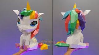 Timelapse Diy 3d Papercraft Unicorn Cute