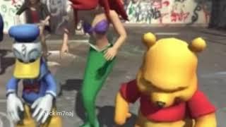 princess ariel, winnie the pooh and daffy duck dancing to miley cyrus | stan twitter meme