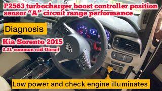 KIA Sorento 2.2L Diesel P2563 Boost pressure controller position “A” range performance diagnosis.