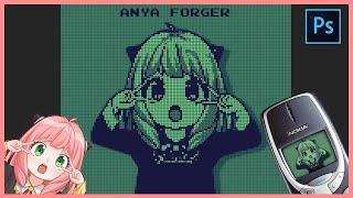 [ Photoshop Tutorial ] How to Turn Anime into Classic Pixel Art in Photoshop - Anya Forger