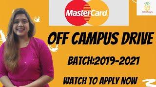 MasterCard Off Campus Drive for 2019-2020-2021 Batch| MasterCard Recruitment OFF campus 2021