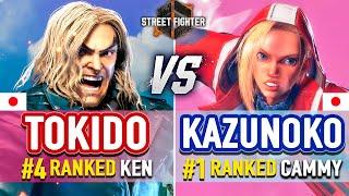 SF6  Tokido (#4 Ranked Ken) vs Kazunoko (#1 Ranked Cammy)  SF6 High Level Gameplay