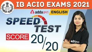 IB ACIO 2020-21 | English | Speed Test - Score 20/20 for Intelligence Bureau Exam | Adda247