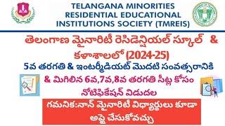 TMREIS Admission Notification 2024 || Telangana Minority Residencial School admission 2024 || TMREIS