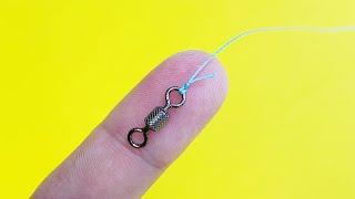 How to tie a swivel simply and securely to a fishing line or cord. You should remember this node. 4k