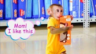 PUPU baby monkey goes to buy a super cute milk bottle