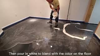 White Marble Look Metallic Epoxy Floor Coating Decorative Concrete Flooring