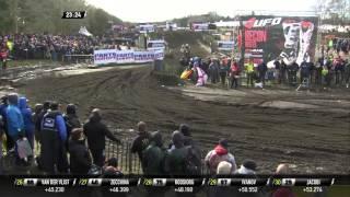 Pauls Jonass passes Aleksandr Tonkov MXGP of Europe MX2 Race 2 - Motocross