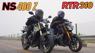 Pulsar NS400Z vs TVS RTR310 Drag Race  | The UP46 Rider |