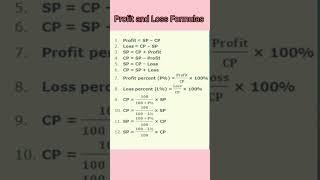 Profit and Loss Formulas #surjanbabu #math #formula #shorts