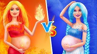 Hot vs Cold Challenge / 12 DIY Pregnant Barbie Hacks and Crafts