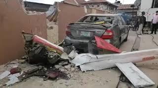 Panic as helicopter crashes into Lagos building | Vanguard News