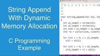 String append (i.e. concatenation) with dynamic memory allocation | C Programming Example