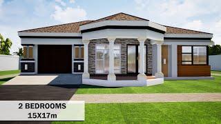 Small house design | 2 Bedroom Small design | 15mx17m