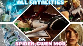 All Fatalities Performed on Spider-Gwen Janet Cage Mod - Mortal Kombat 1