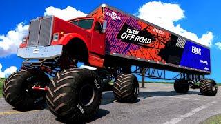 Driving a MONSTER SEMI TRUCK Down a Dangerous Crater in BeamNG Drive Mods!