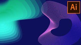 Adobe Illustrator tutorial || How to design a wave shapes gradient background