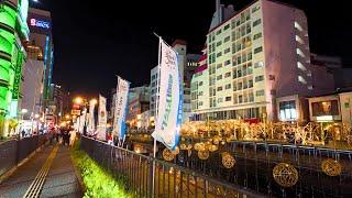 Night Walk in Downtown Fukuoka (Hakata to Tenjin) | Japan [4K]