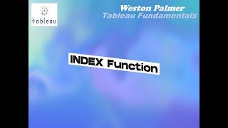 INDEX Function - TABLEAU Fundamentals