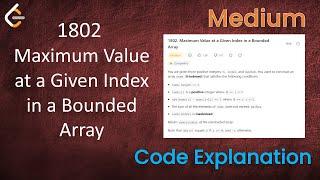 Maximum Value at a Given Index in a Bounded Array | Leetcode - 1802