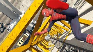 GTA 5 Impressive Ragdolls #71 (Spiderman Falls From Giant Ladder)