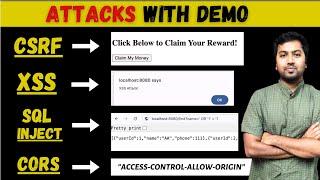 Understand Attacks: CSRF, XSS, CORS, SQL Injection with DEMO | Spring Security