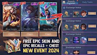NEW EVENT 2024! CLAIM YOUR FREE EPIC SKIN AND EPIC RECALLS + REWARDS! FREE SKIN! | MOBILE LEGENDS