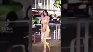 Pretty hot girls walking down the street | bouncing big boobs | tight pants