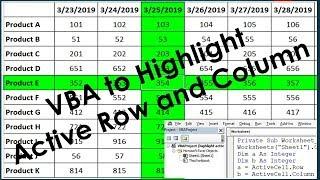 VBA to Highlight Active Row and Column in Excel Automatically