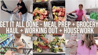 GET IT ALL DONE | EASY ONE PAN MEAL PREP + GROCERY HAUL + CLEAN WITH ME | WORK FROM HOME MOM