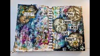 Mixed media journal page "Soul and Heart" Crash the stash with creative team member Laura Dame