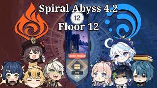 Hu tao Mono Pyro & Furina Mono Hydro | Spiral Abyss 4.2 Floor 12 Full Clear | Genshin Impact |