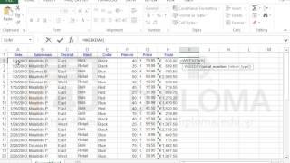 Use the WEEKDAY function to display the number of the day of the week (Excel 2013)