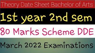 MDU UNIVERSITY BACHELOR OF ARTS DDE 1ST YEAR 2ND SEM DATE SHEET MARCH 2022#