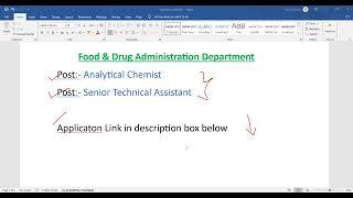 Link : Apply Now for Analytical Chemist & Senior Technical Assistant Jobs - FDA Maharashtra 2024