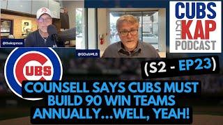 Cubs REKAP Podcast ️ (S2 - EP23) - Counsell says Cubs must build 90 win teams annually…well, yeah!