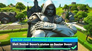 Visit Doctor Doom's statue as Doctor Doom Location - Fortnite (Doctor Doom Awakening Challenges)