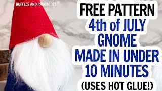 Free Gnome Pattern / 4th of July Gnome / Cup Gnome / Dollar Tree DIY / Easy Summer Craft / Gnome DIY