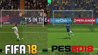 FIFA 18 vs PES 18 | Freekicks , Penalties , Celebration, Graphic comparison ft Ronaldo Messi Neymar