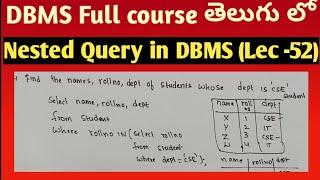 Nested query in DBMS | sub query in DBMS | DBMS tutorials in Telugu | SRT Telugu Lectures
