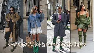 CASUAL OUTFIT IN GREEN BOOTS FOR WOMENS IDEAS | PICTURESistic