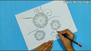 Beautiful Flower Drawing With Pencil Easy || how to draw flower designs/flower designs drawing