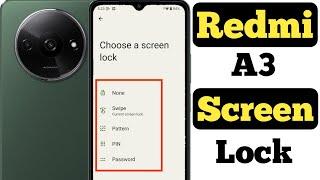 How to set screen lock on Redmi A3 || Redmi A3 me screen lock kaise set kare ||