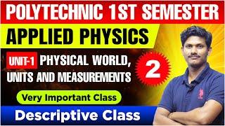 Diploma 1st Sem. Class 2024 | Applied Physics-I | Physical World, Units and Measurements (Part 02)